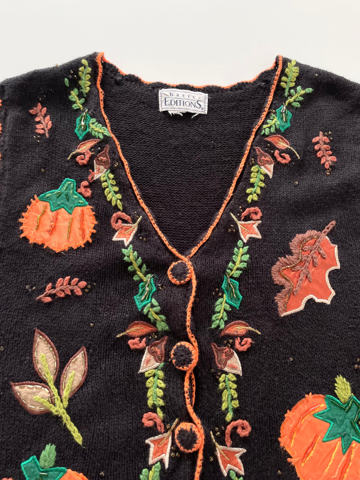Basic Edition Christmas Embroidered Vest Sweater-Bust 40