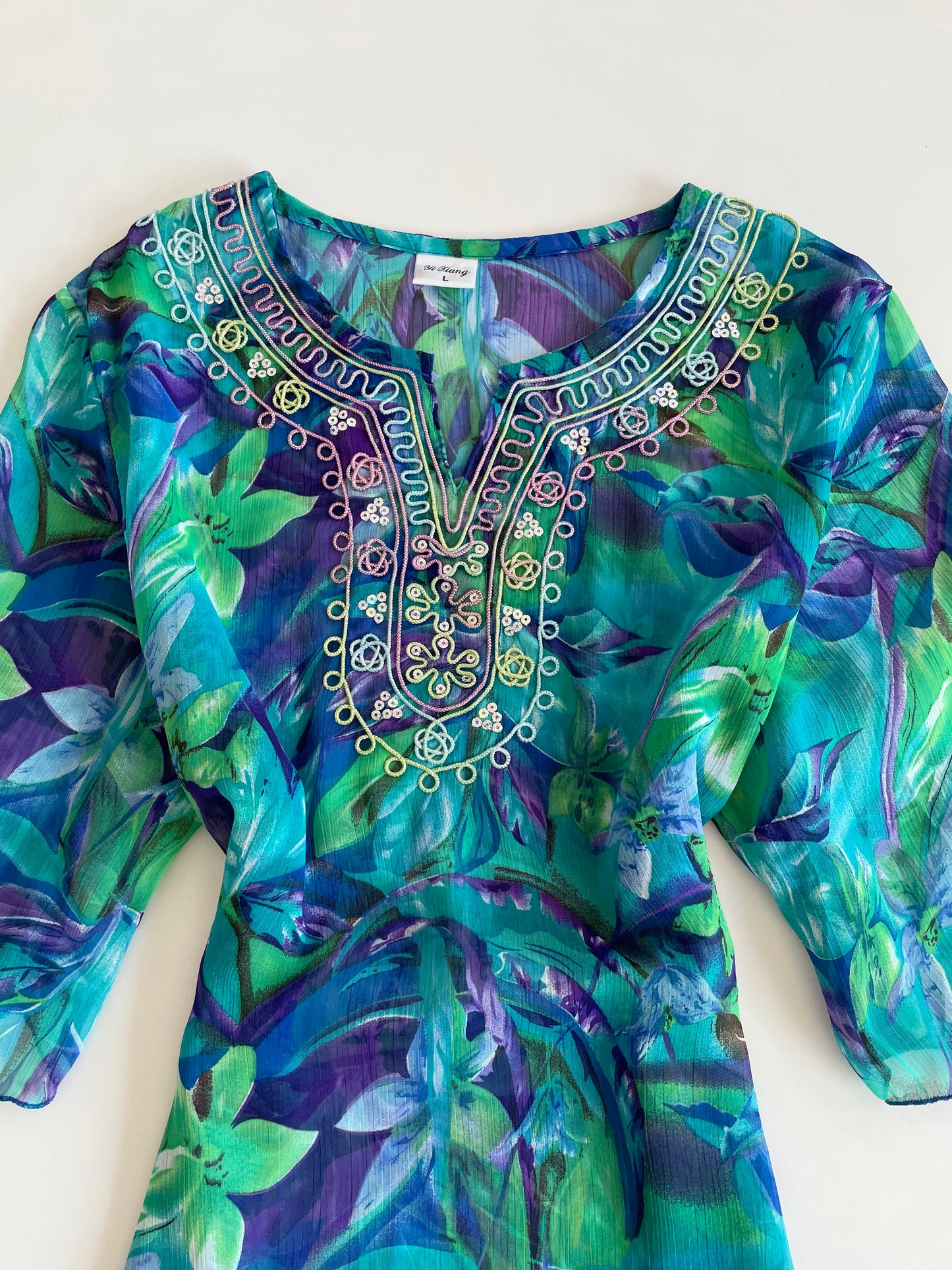 Embroidered Sheer Kurti-Bust 44