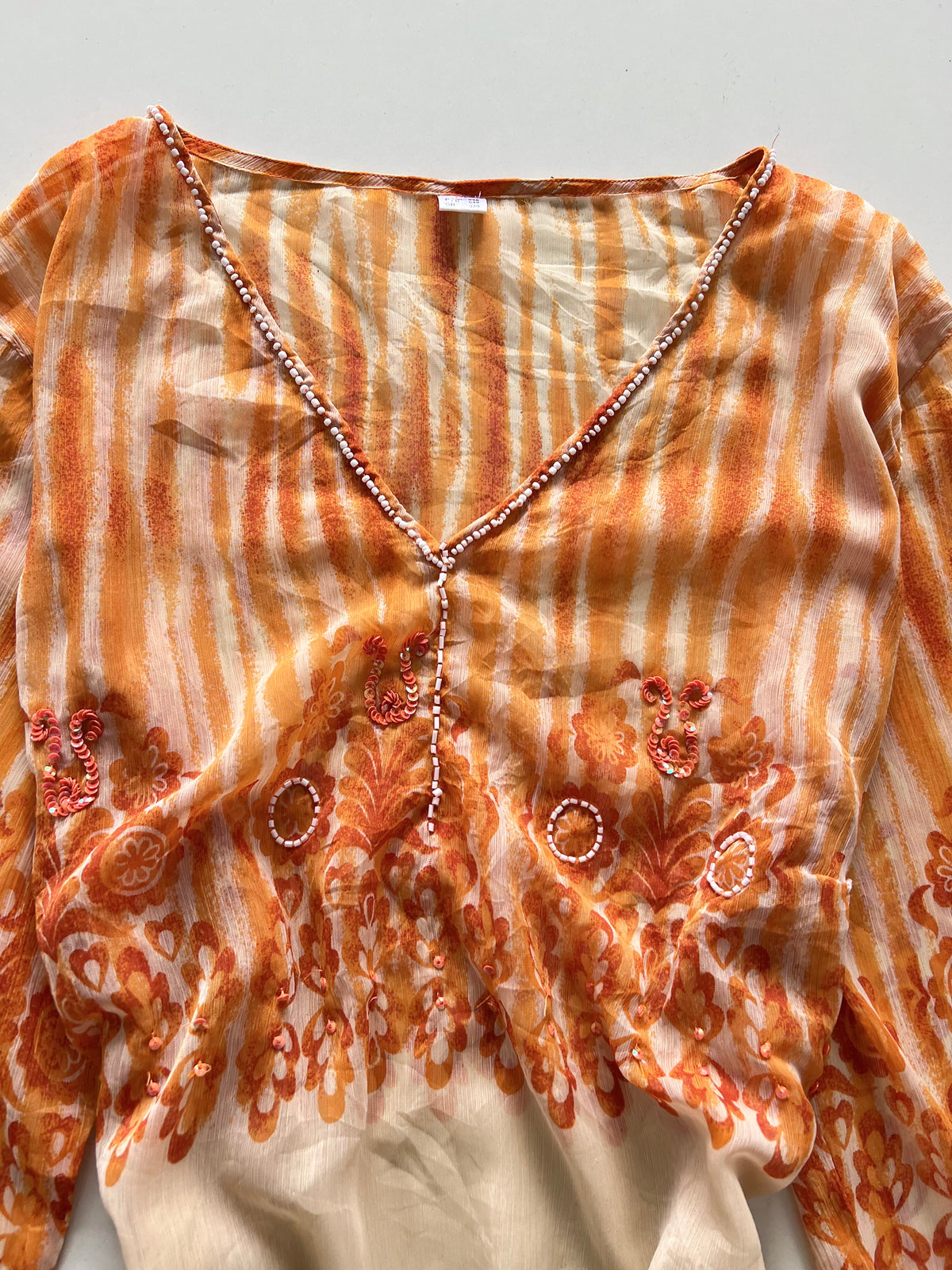 Embroidered Sheer Top-Bust 46