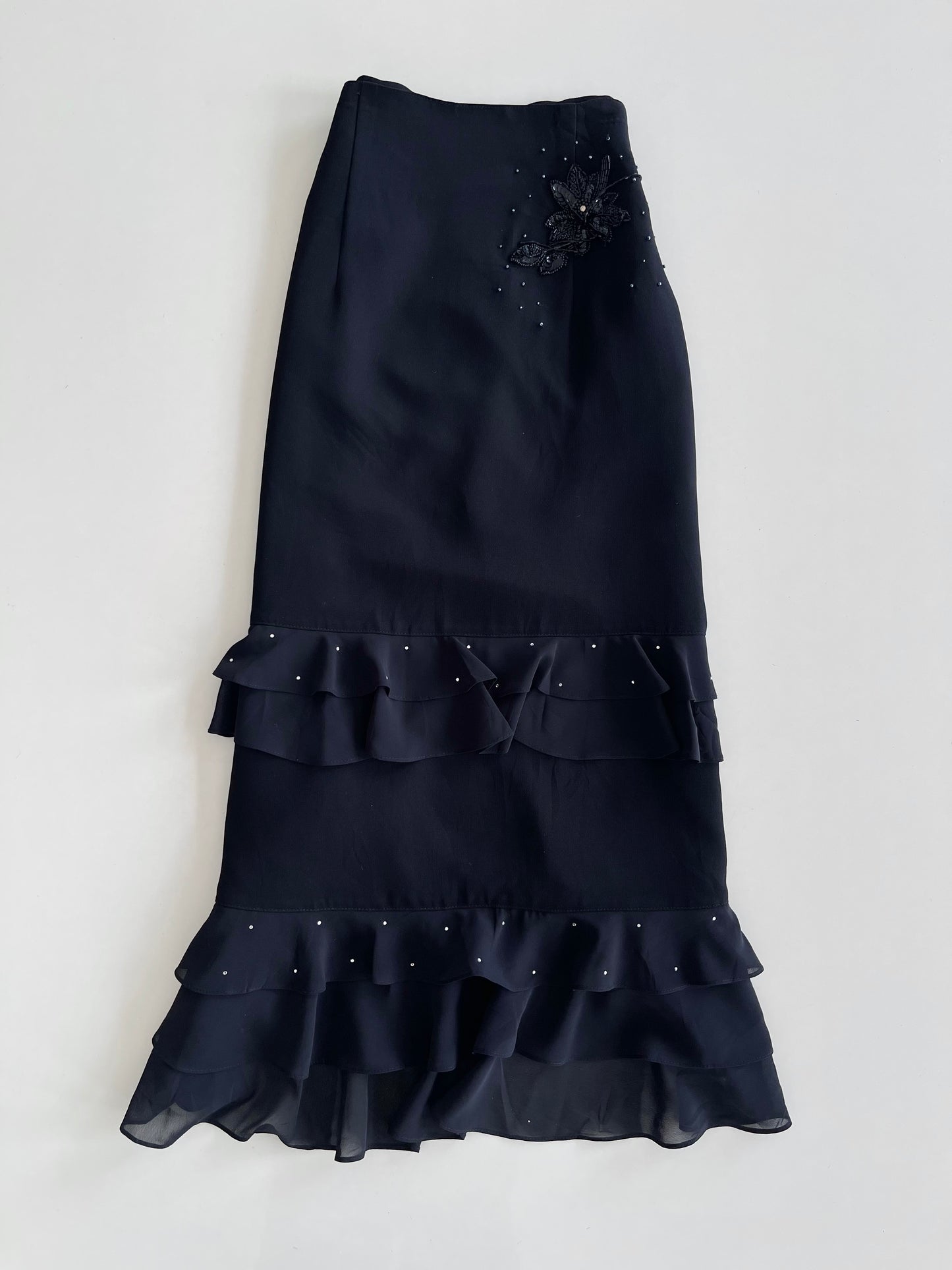 Gimary Embroidered Ruffle Vintage Skirt-Waist 28