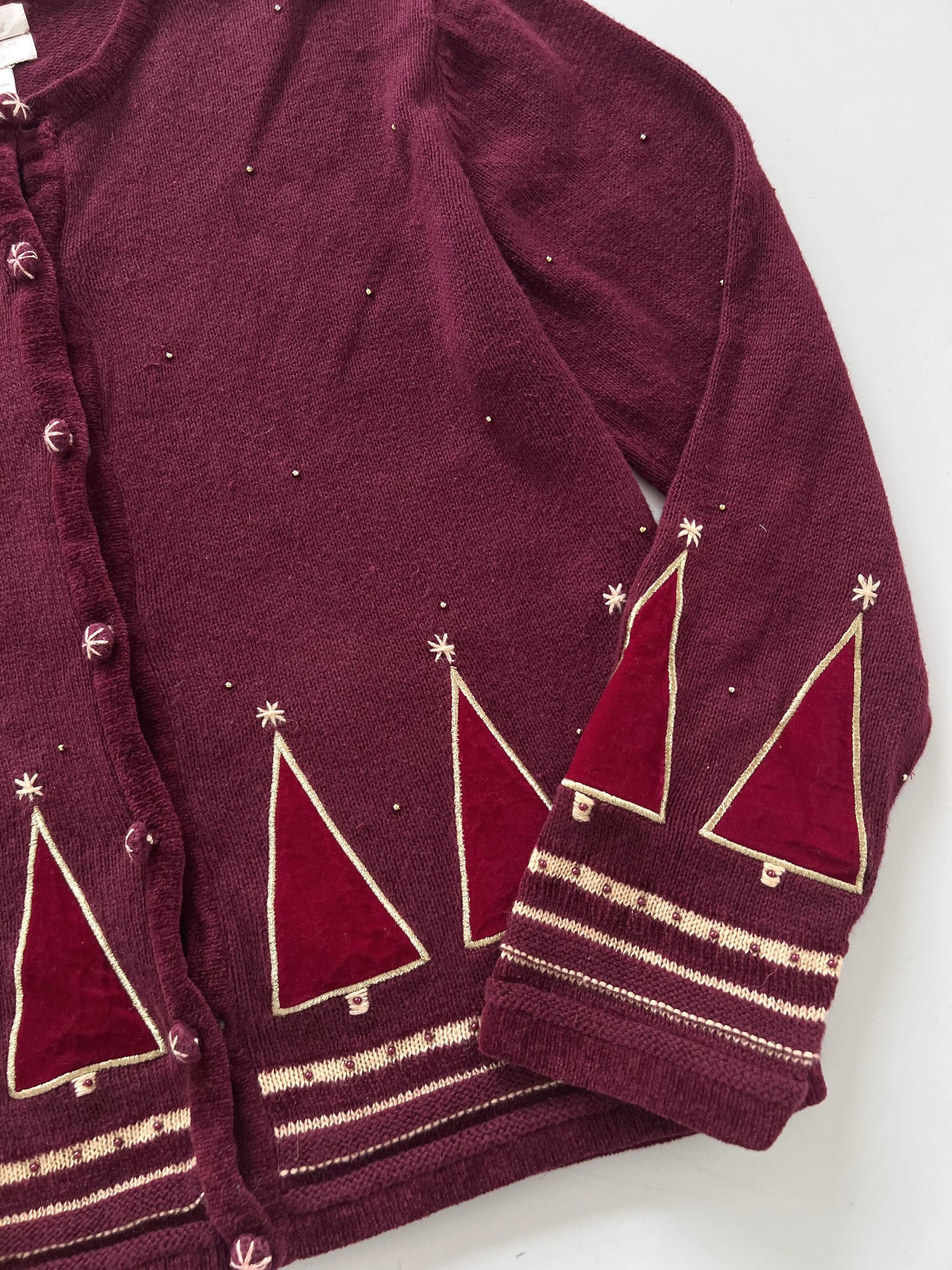 Christopher & Banks Hand Embroidered Christmas Sweater-Bust 44