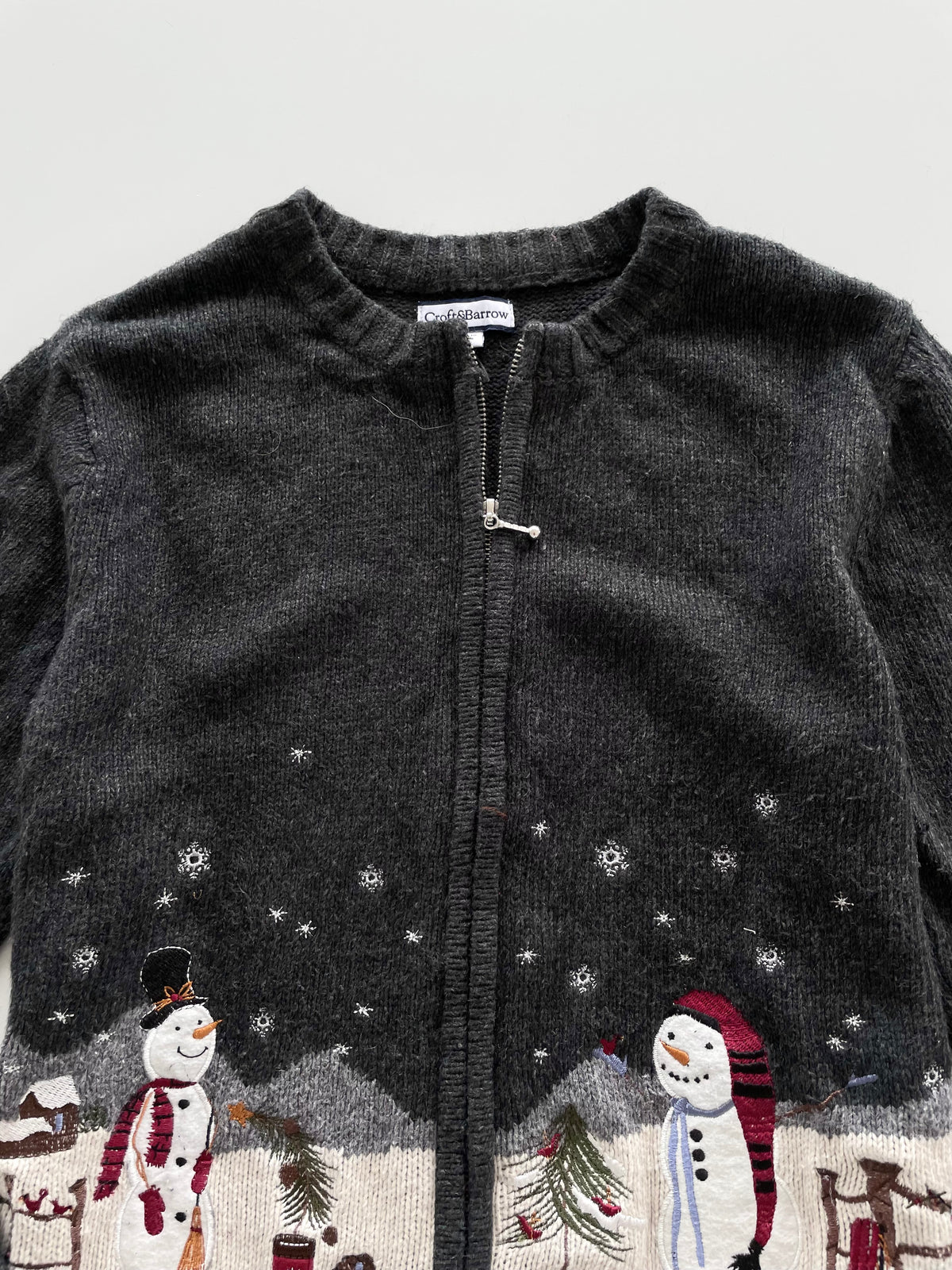Croft & Barrow Embroidered Christmas Zipper Sweater-Bust 42