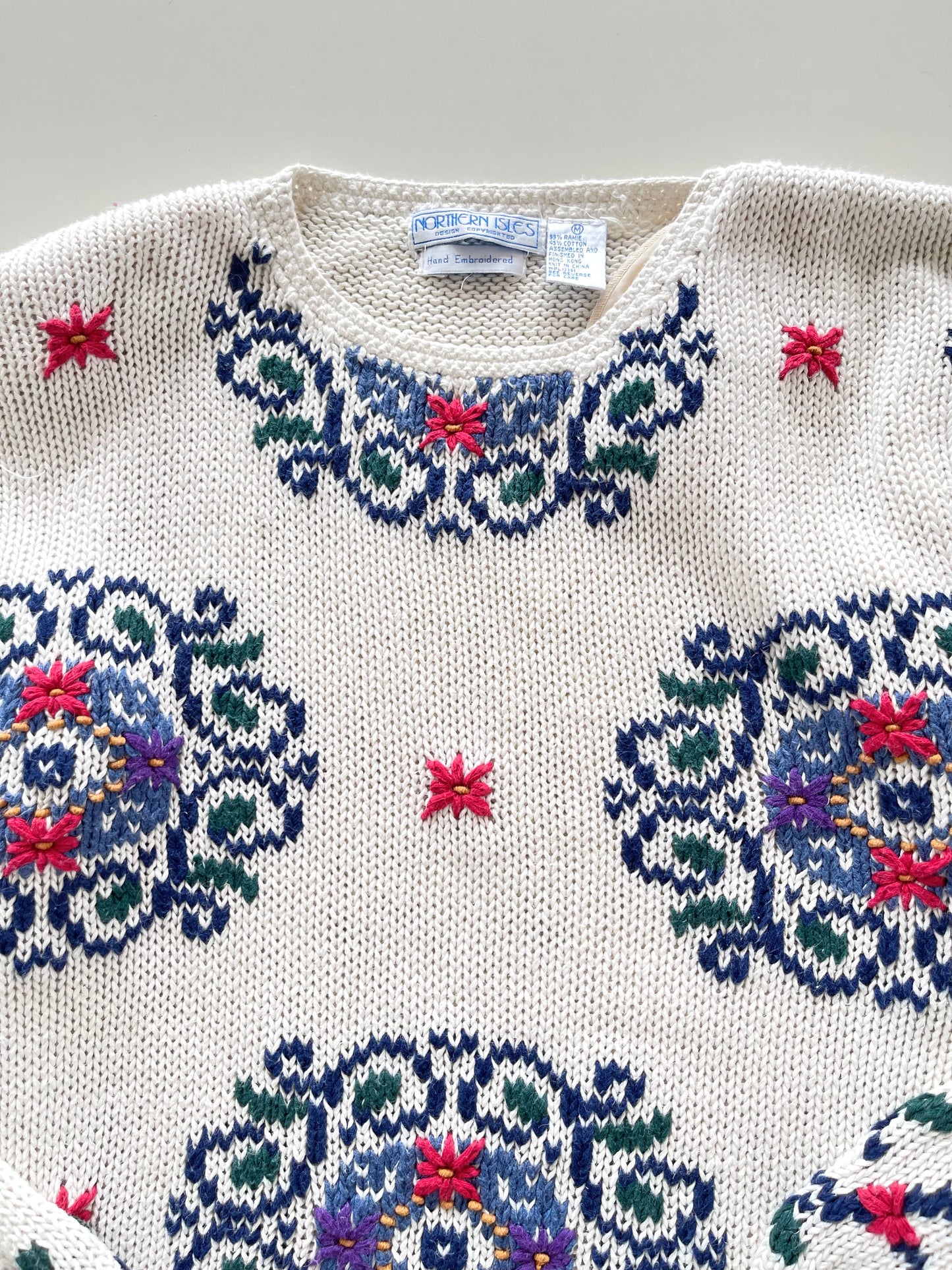 Northern Isles Hand Embroidered Vintage Sweater-Bust 44