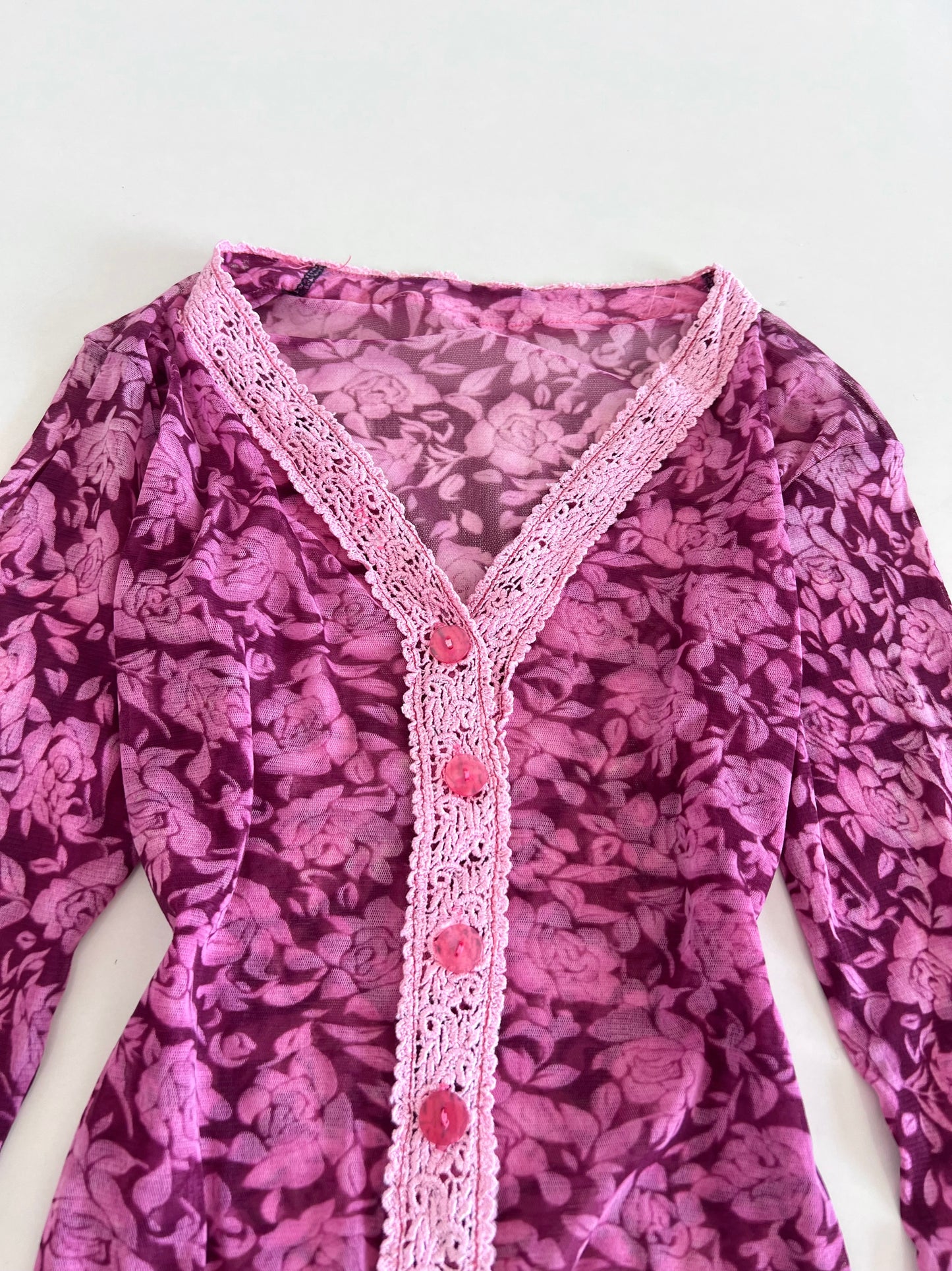 Vintage Lace Sheer Top-Bust 34 to 36