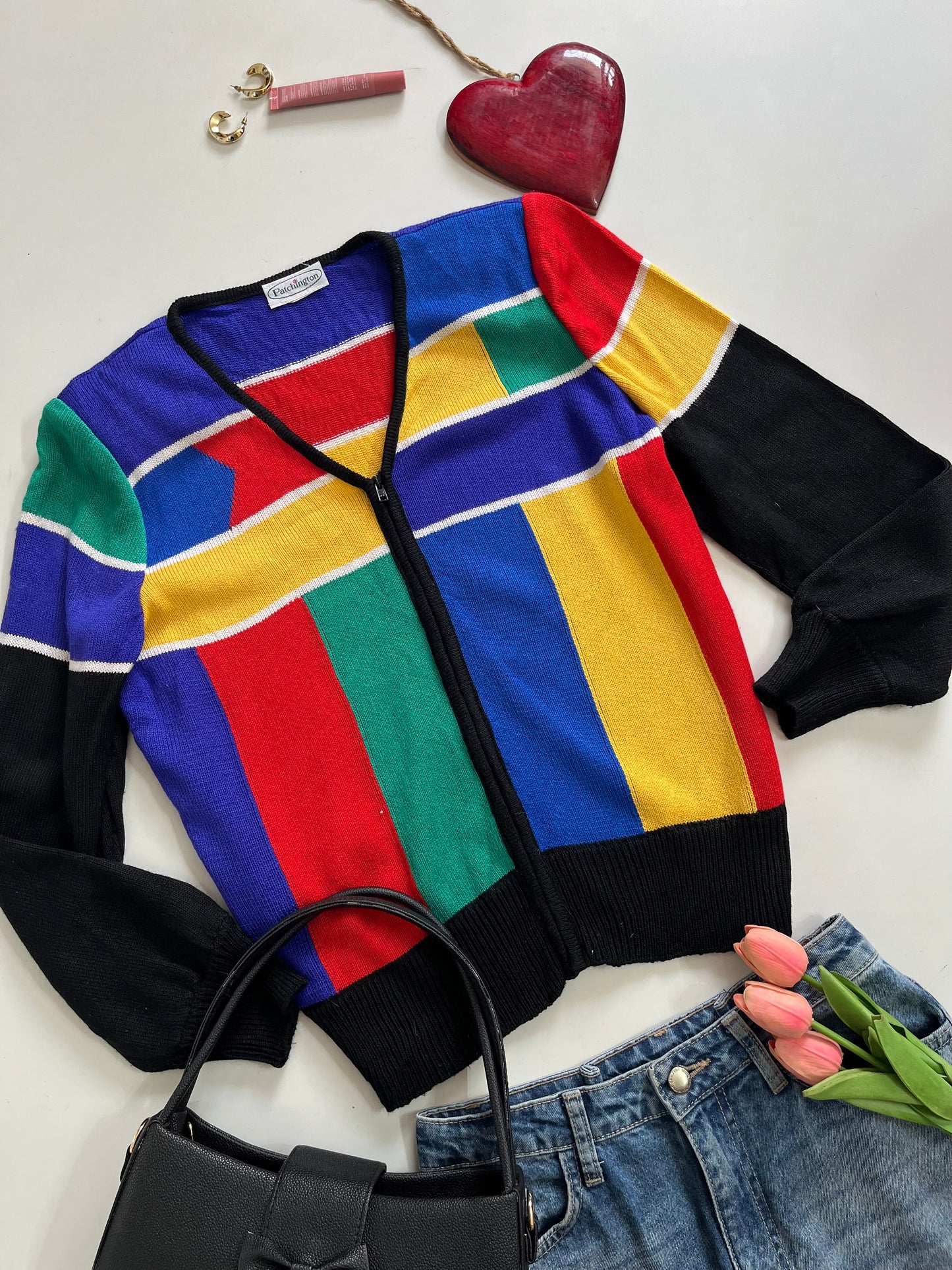 PATCHINGTON VINTAGE COLOURBLOCK SWEATER - BUST 34 to 38