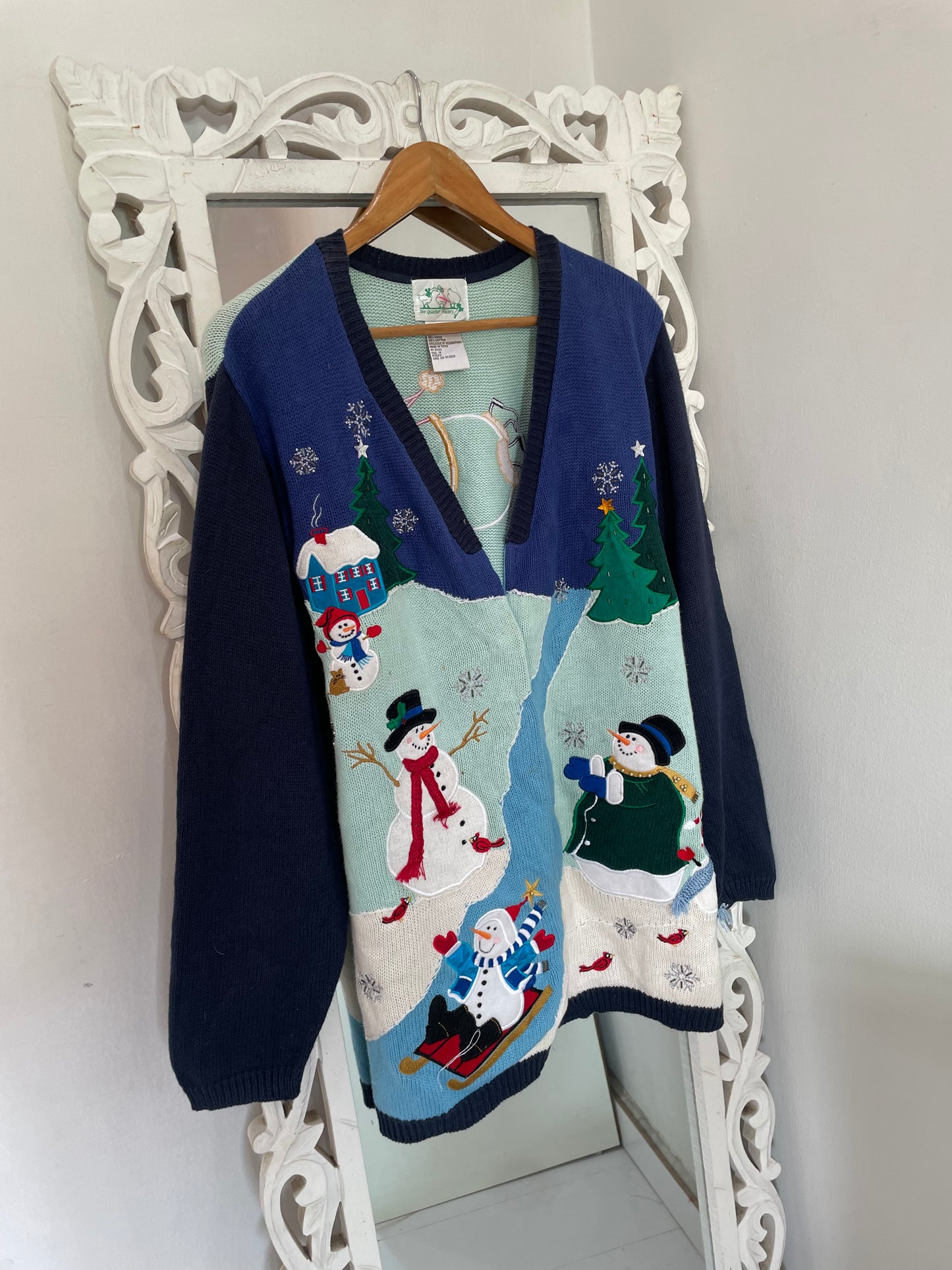 The Quacker Factory Embroidered Christmas Sweater-Bust 48