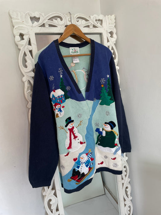 The Quacker Factory Embroidered Christmas Sweater-Bust 48