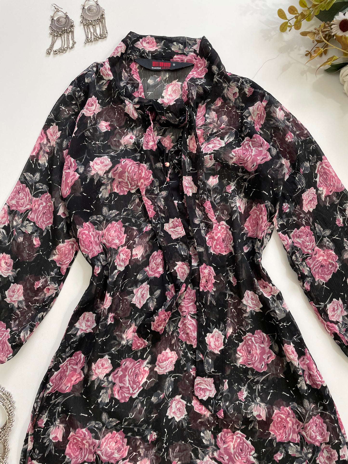 Roses Sheer Kurti-Bust 32