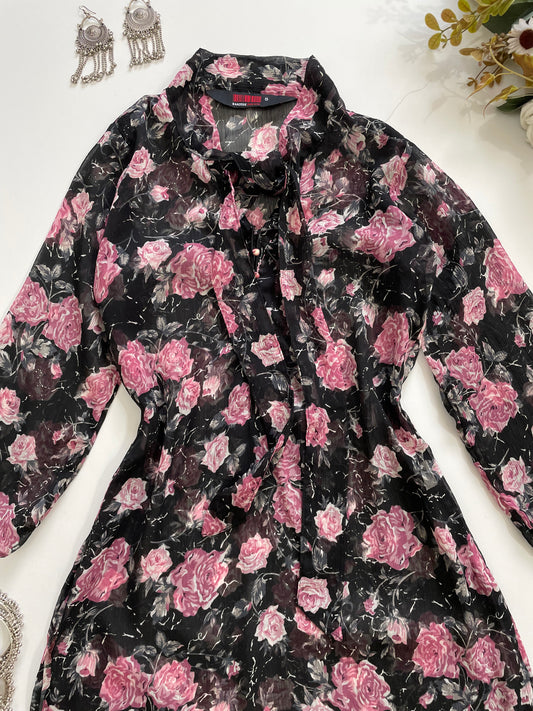 Roses Sheer Kurti-Bust 32