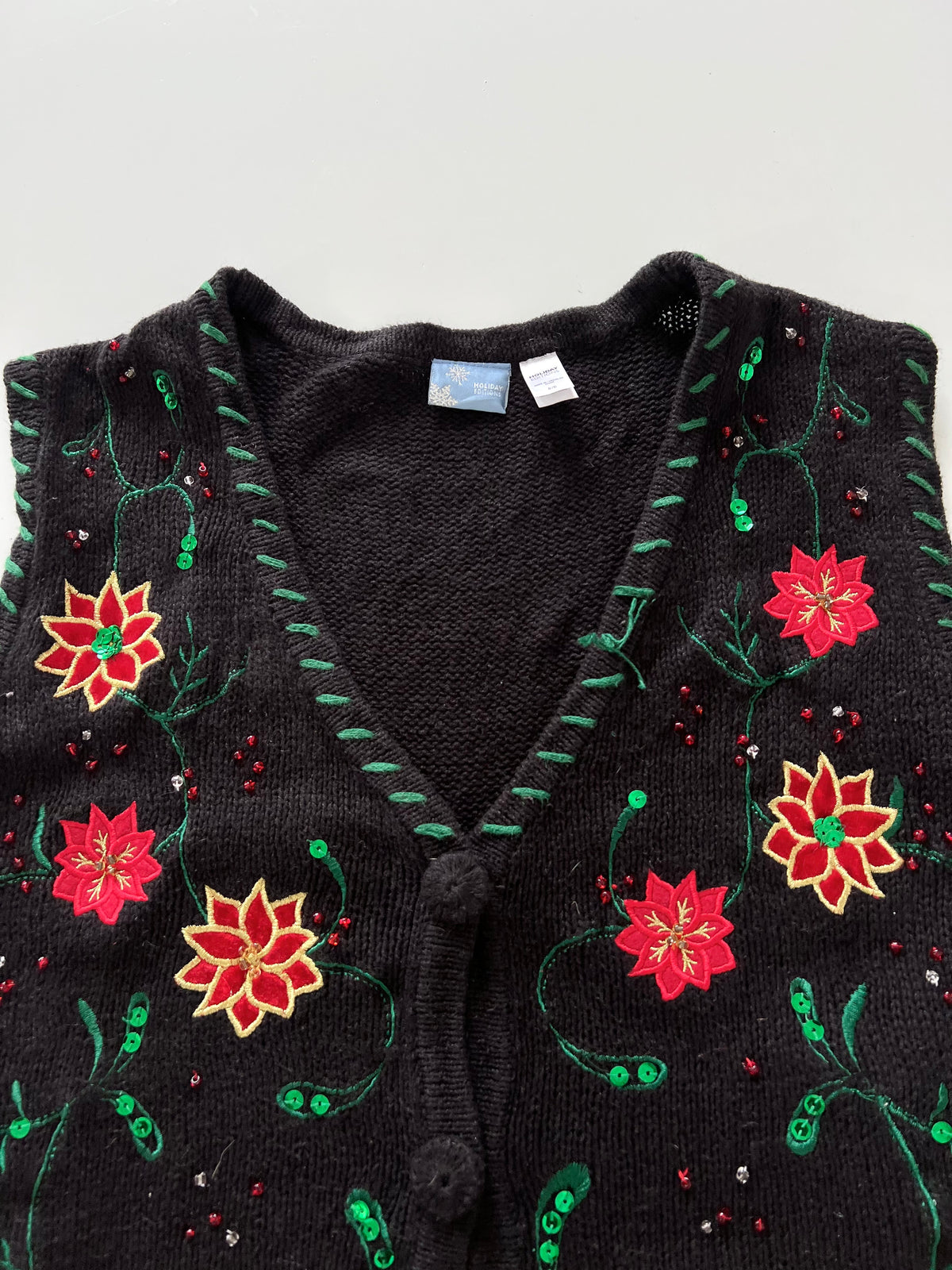 Holiday Editions Embroidered Vest  Sweater-Bust 40
