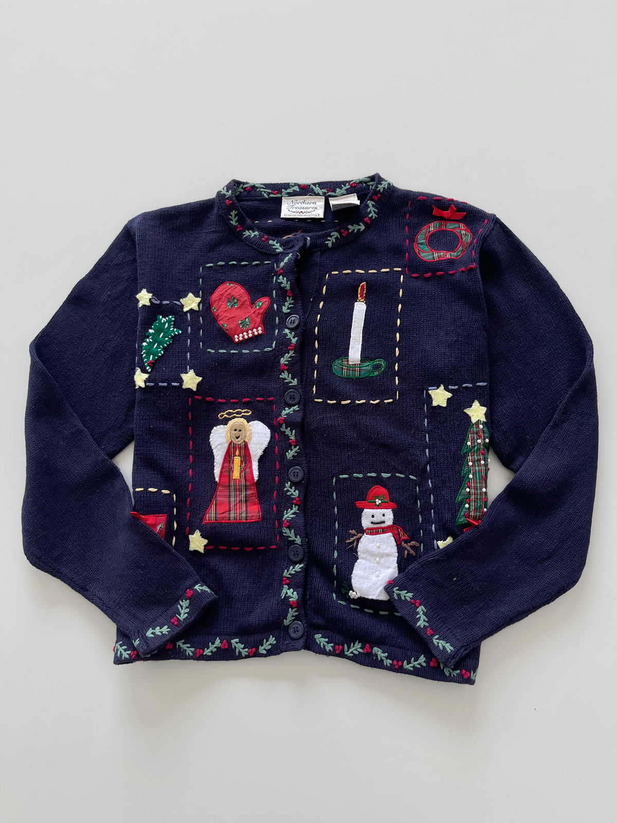 Narthern Treasures Embroidered Christmas Cardigan Sweater-Bust 44