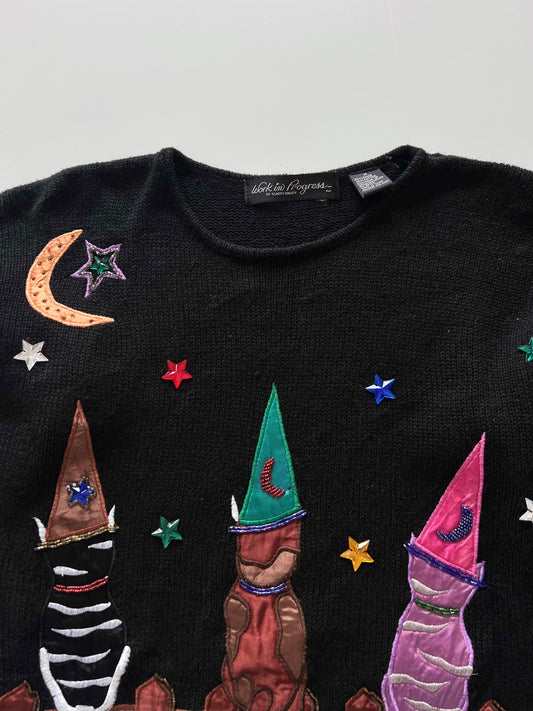 Work in Progress Christmas Hand Embroidered Sweater-Bust 44