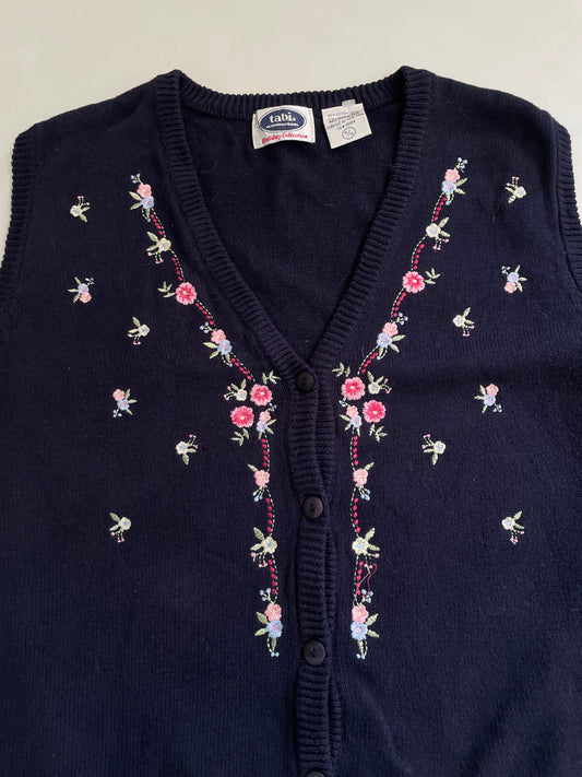Tabi Vintage Embroidered Sweater Vest-Bust 46