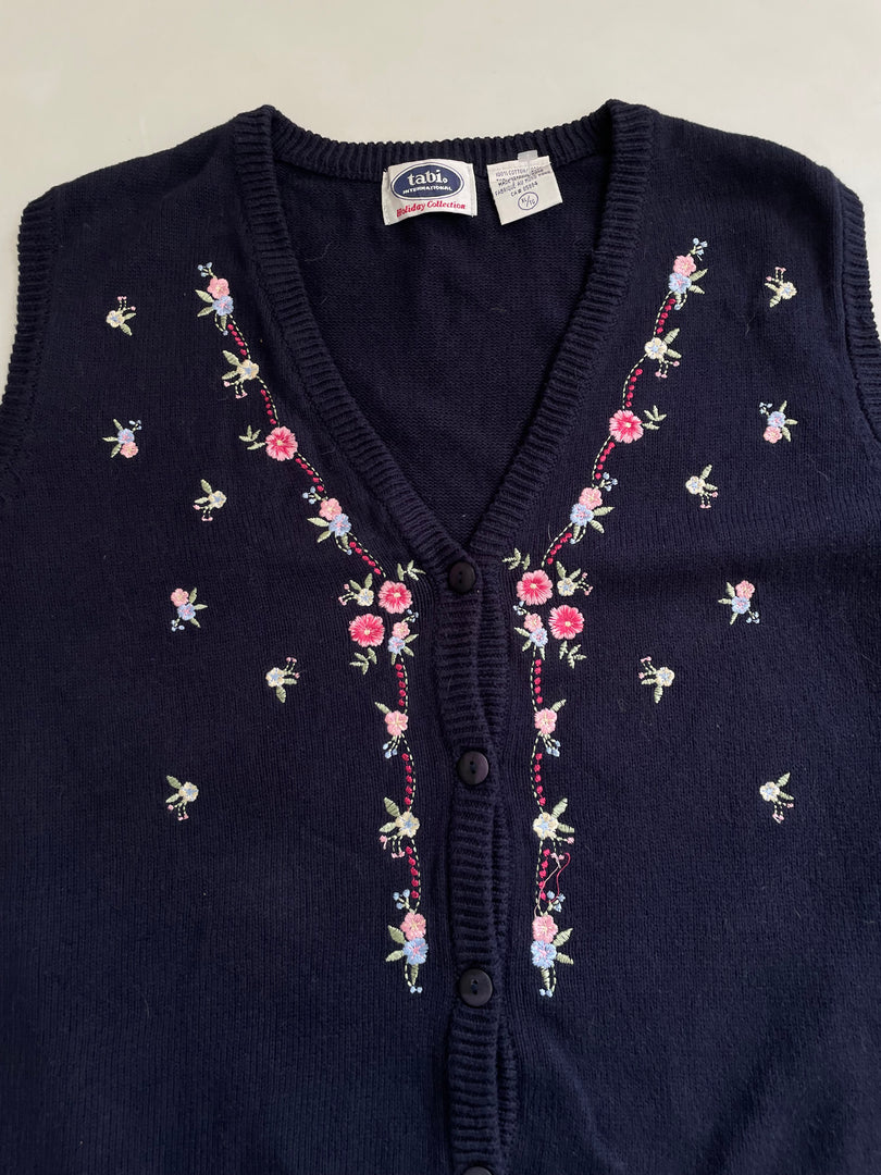 Tabi Vintage Embroidered Sweater Vest-Bust 46