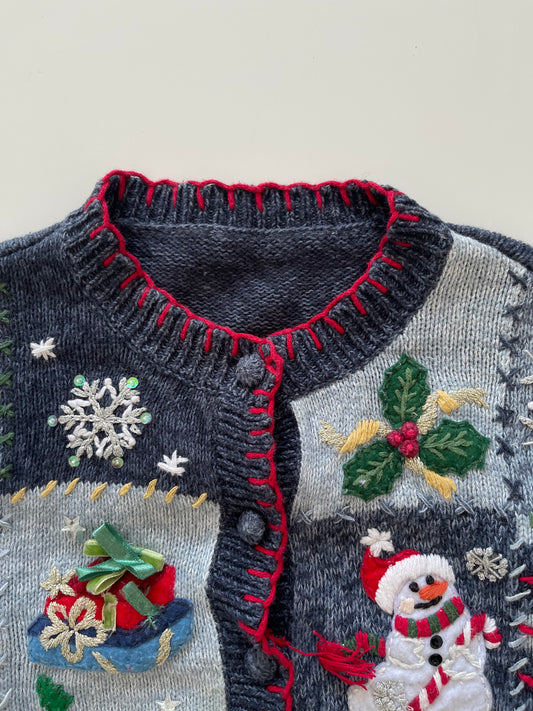 Christmas Embroidered Cardigan Sweater-Bust 40