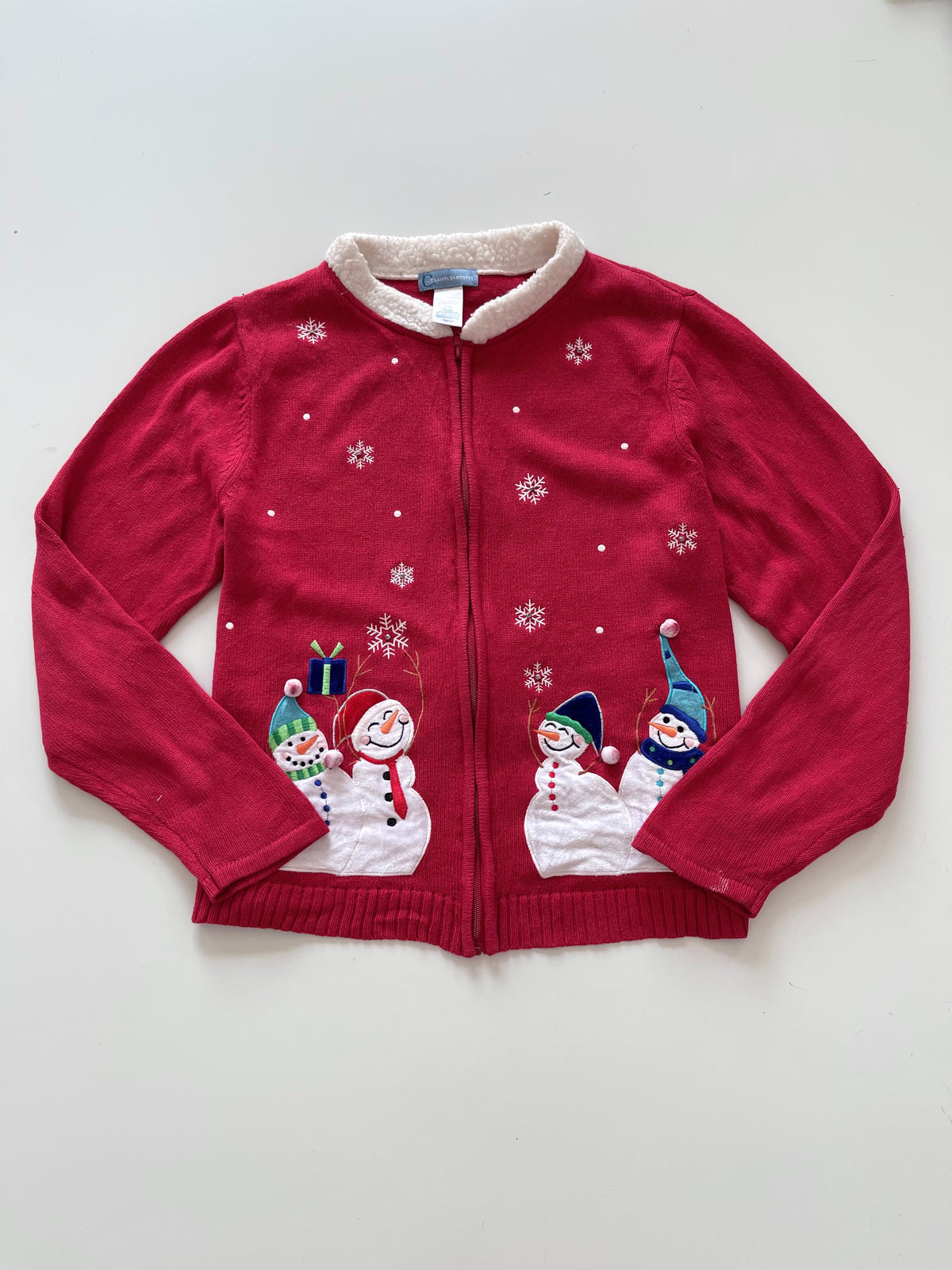 Classic Elements Embroidered Christmas Zipper Sweater-Bust 44