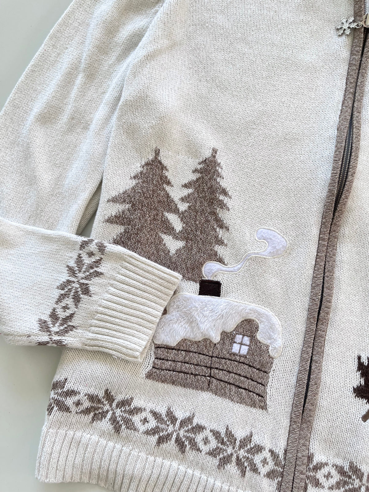 Cj Banks Christmas Embroidered Zipper Sweater-Bust 48