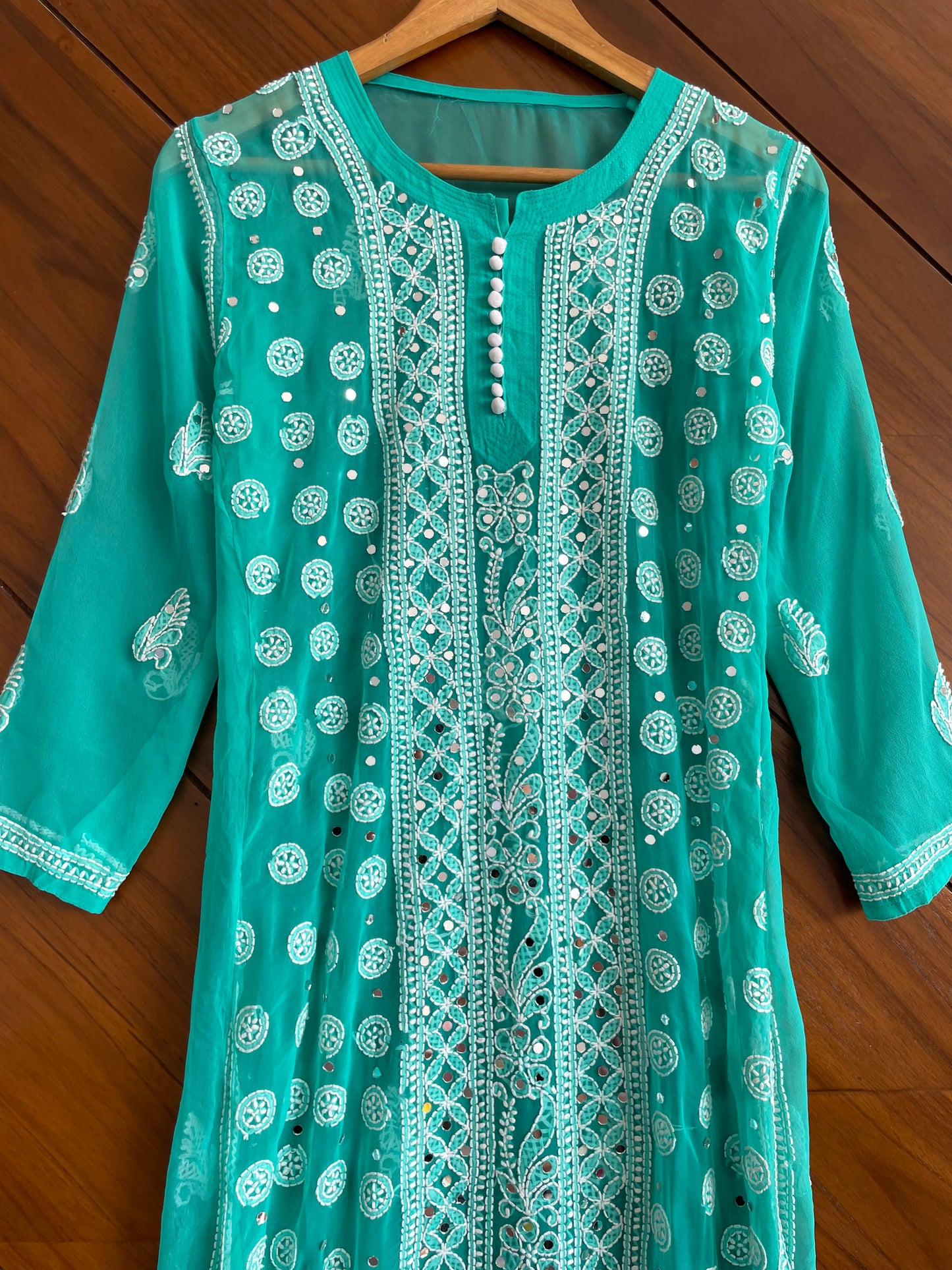 Embroidered Sheer Kurta-Bust 34