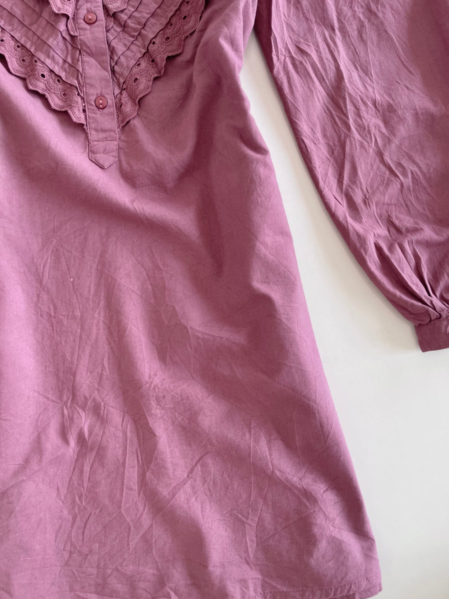 Vintage Ruffle Cotton Dress-Bust 40