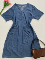 Load image into Gallery viewer, Blue Denim Dress-Bust 44
