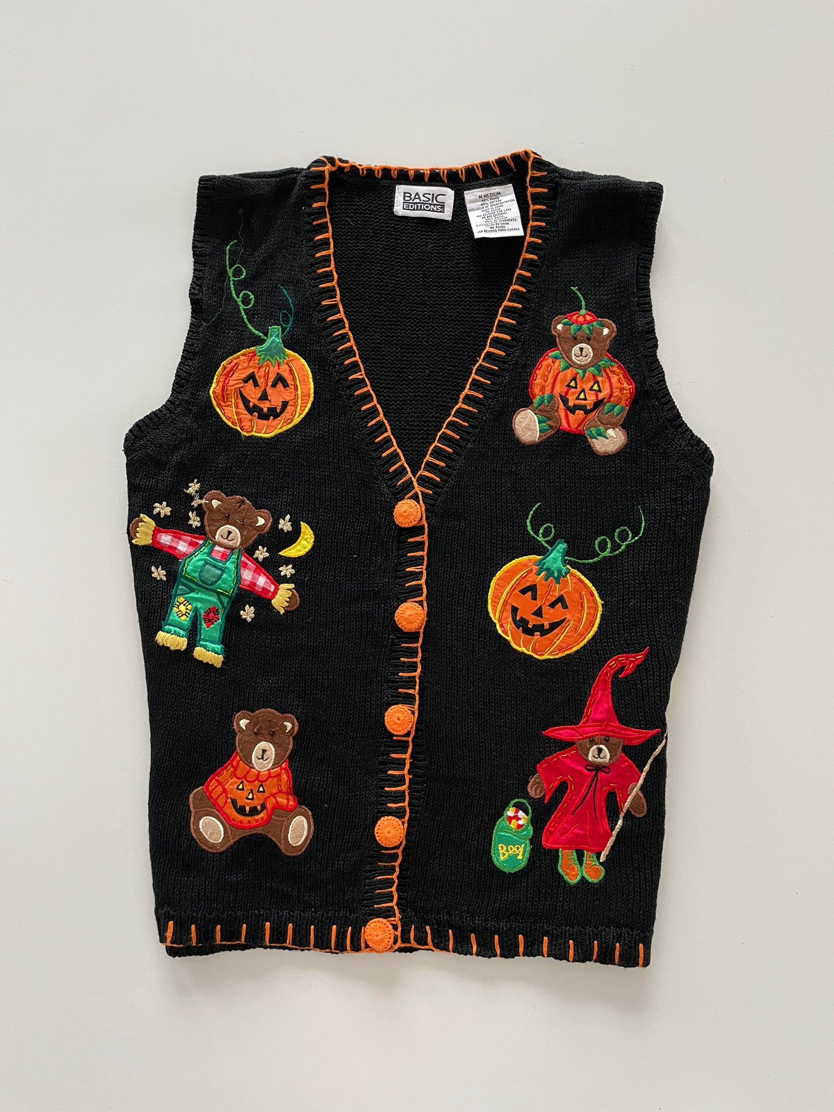 Basic Edition Christmas Embroidered Vest Sweater-Bust 44
