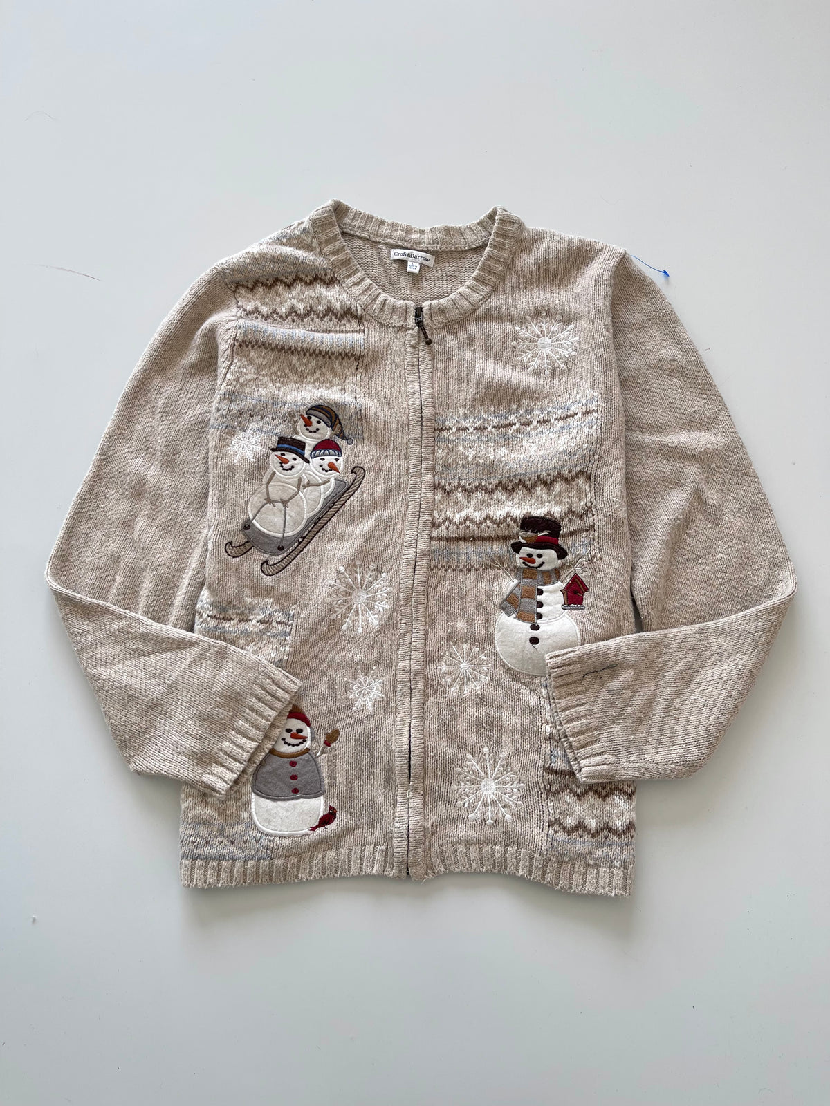 Croft&Barrow Christmas Embroidered Zipper Sweater-Bust 44