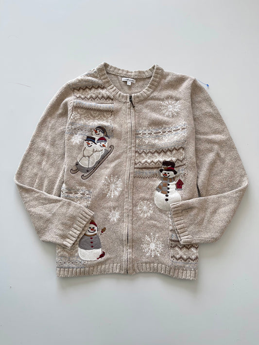 Croft&Barrow Christmas Embroidered Zipper Sweater-Bust 44