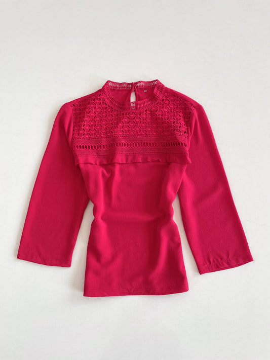 Vintage Lace Red Top-Bust 42