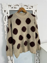 Almond Polka Dot Chunky Sweater-Bust 46