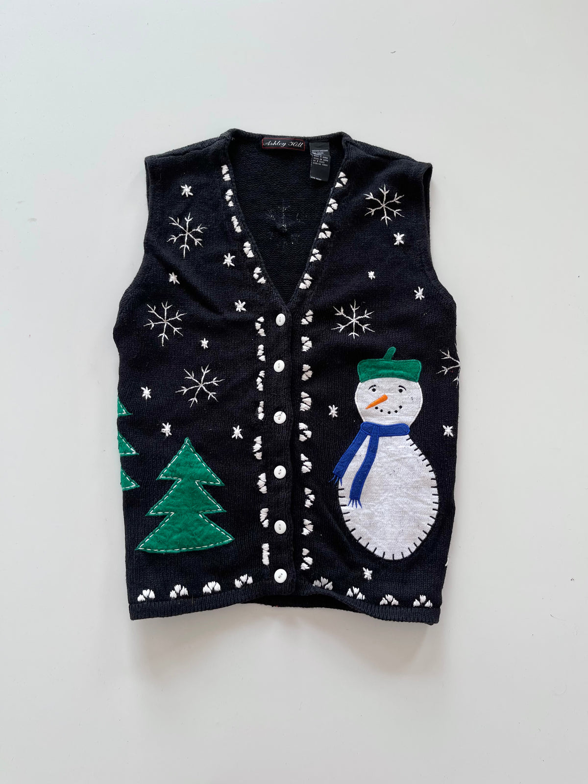 Ashley Yeill Embroidered Christmas Vest Sweater-Bust 40