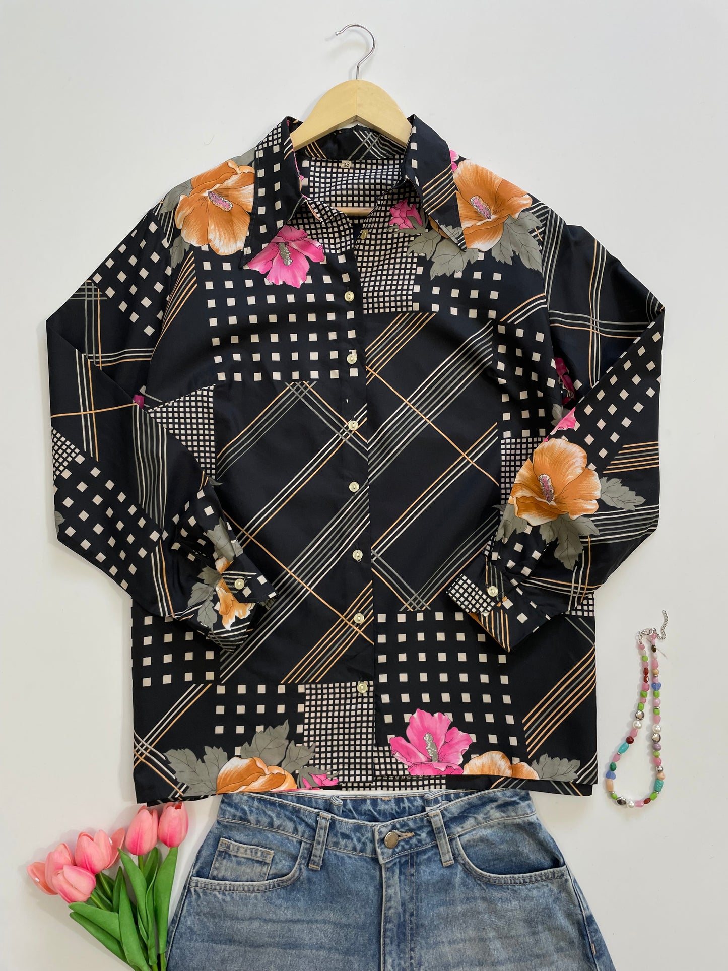 Black Printed Shirt-Bust 48