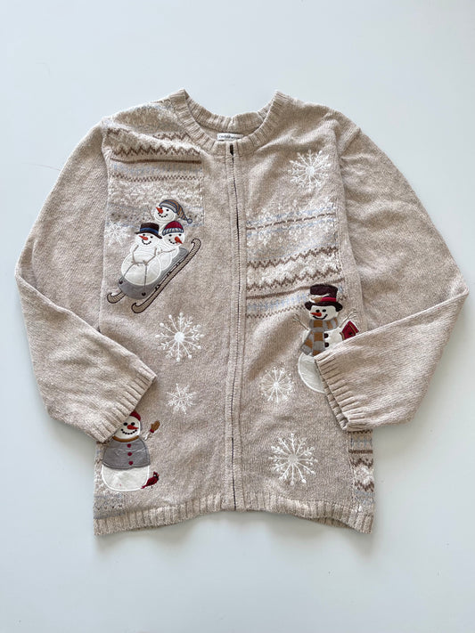 Croft&Barrow Christmas Embroidered Zipper Sweater-Bust 54