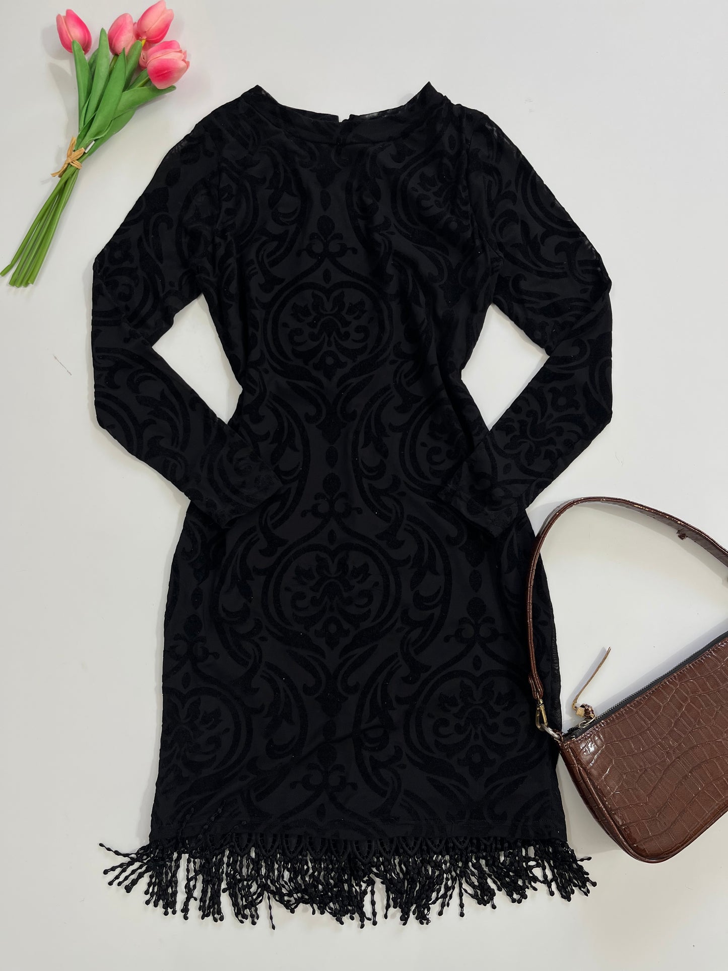Bodycon Self Print Dress-Bust 32 to 34