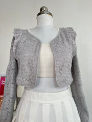 SOFT GREY LACE SHRUG - BUST 32 TO 34