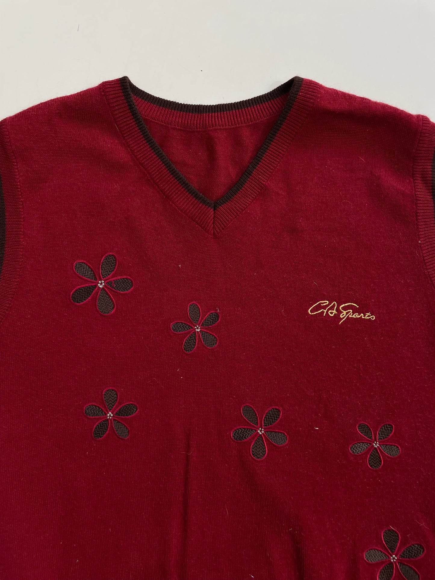 Embroidered Soft Sweater Vest - Bust 34 to 36