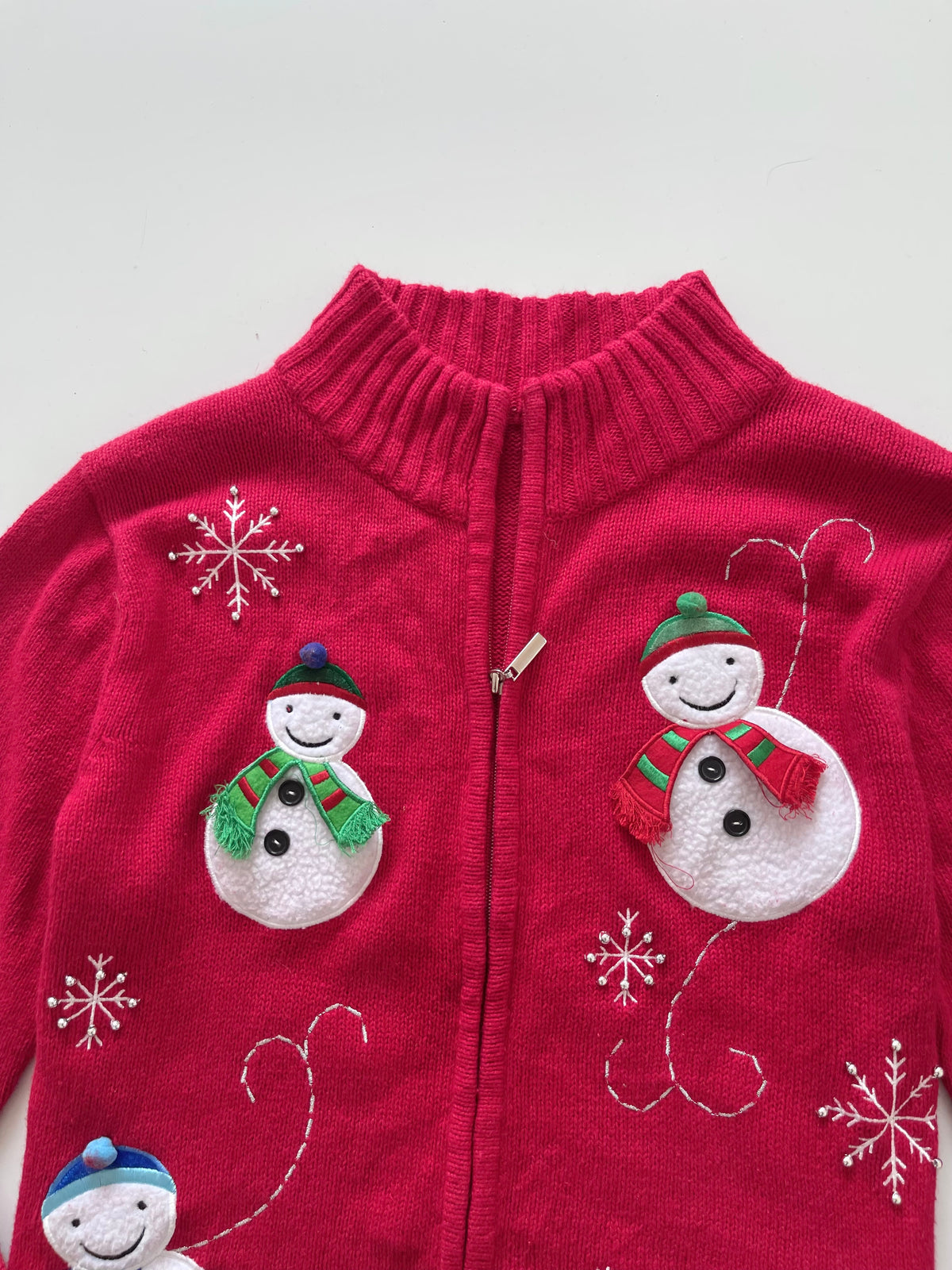 Christmas Embroidered Zipper Sweater-Bust 44