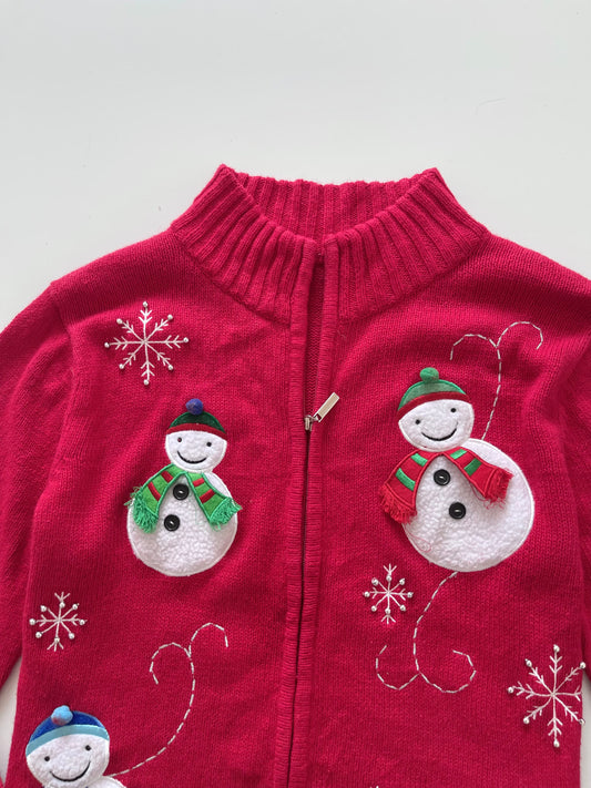 Christmas Embroidered Zipper Sweater-Bust 44