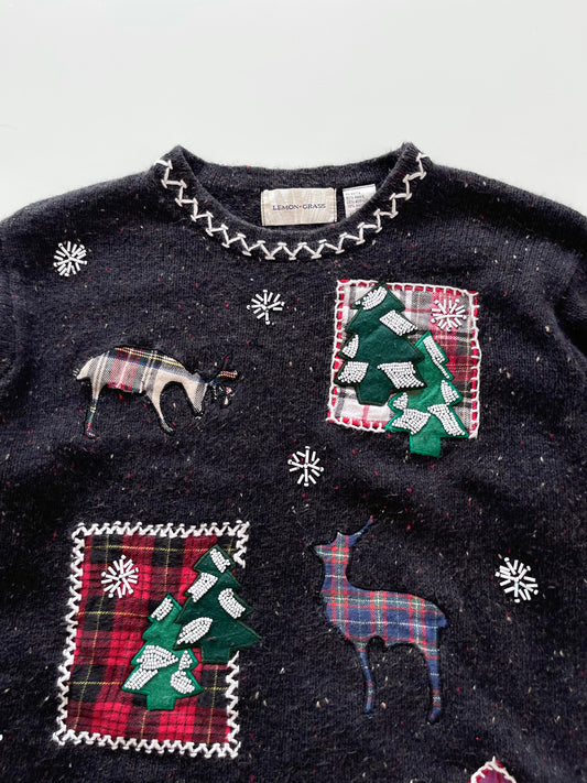 Lemon Grass Christmas Hand Embroidered Sweater-Bust 48