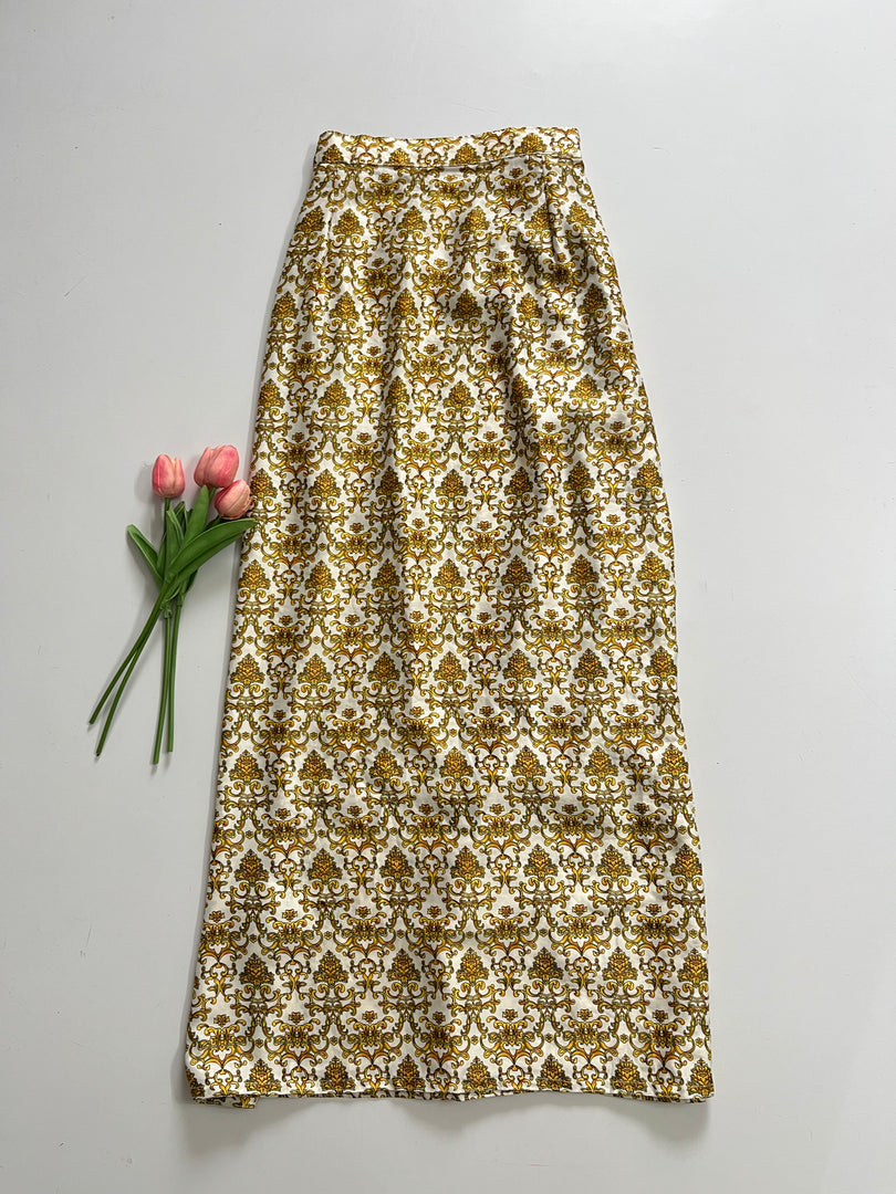 PRINTED YELLOW SKIRT - WAIST 34 TO 38