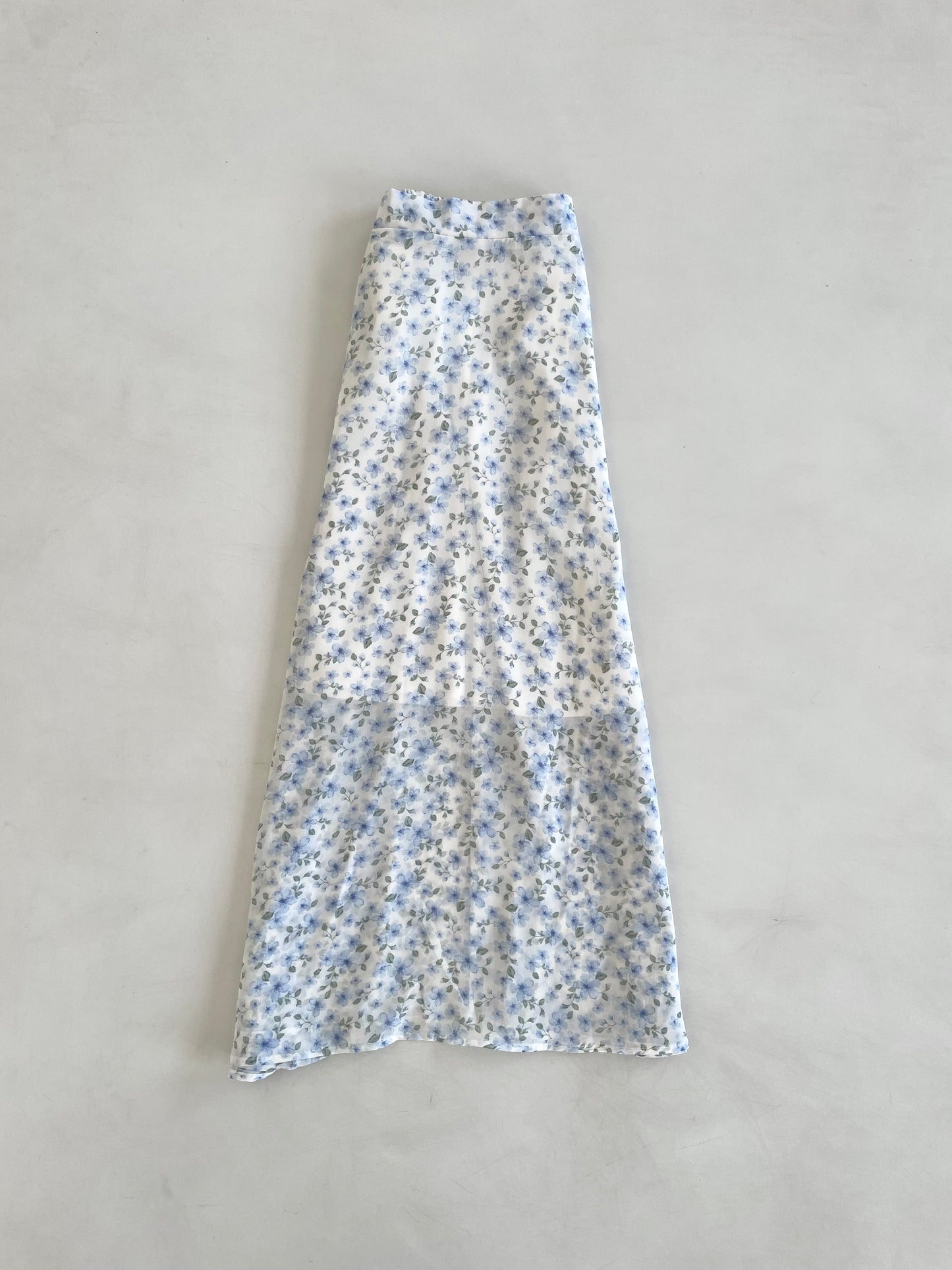 Powder Blue Floral Skirt-Waist 28 to 30