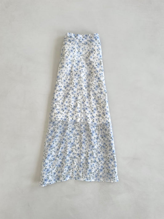 Powder Blue Floral Skirt-Waist 28 to 30