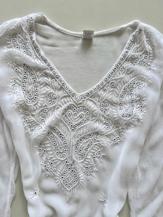 Embroidery Sheer Kurta-Bust 42