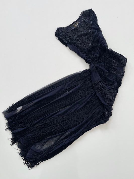 Fringe Collection Sheer Embroidered Vintage Dress-Bust 36 to 38