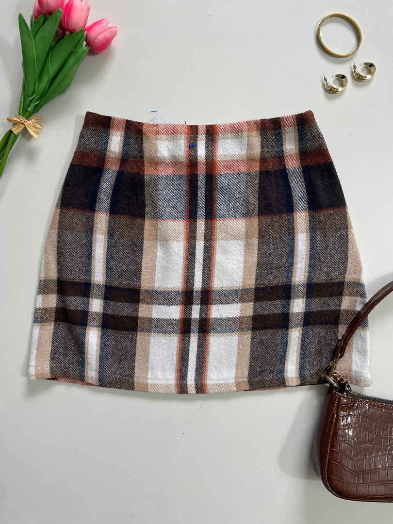 Plaid Vintage Tweed Skirt - Waist 24