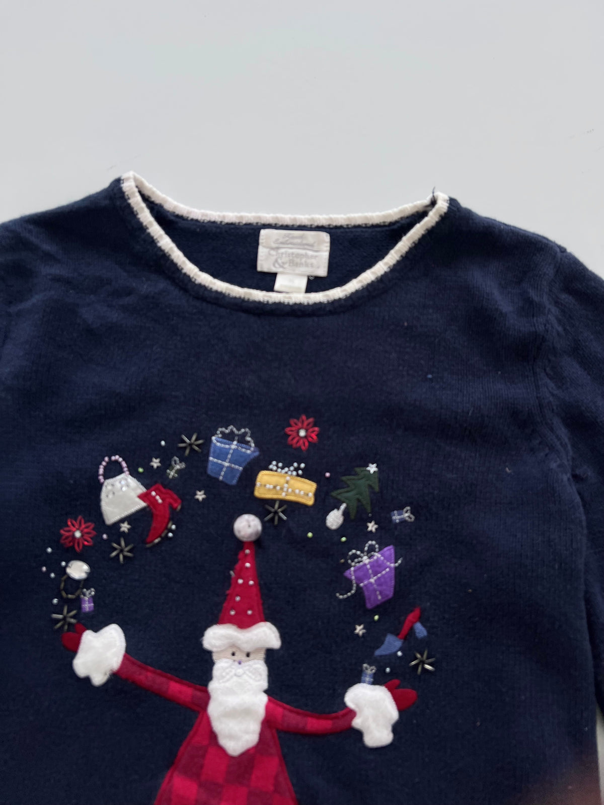 Christopher & Banks Hand Embroidered Christmas Sweater-Bust 42