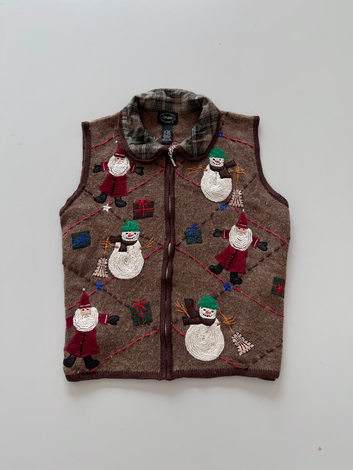 Designed Studio Originals Embroidered Christmas Vest Sweater-Bust 44