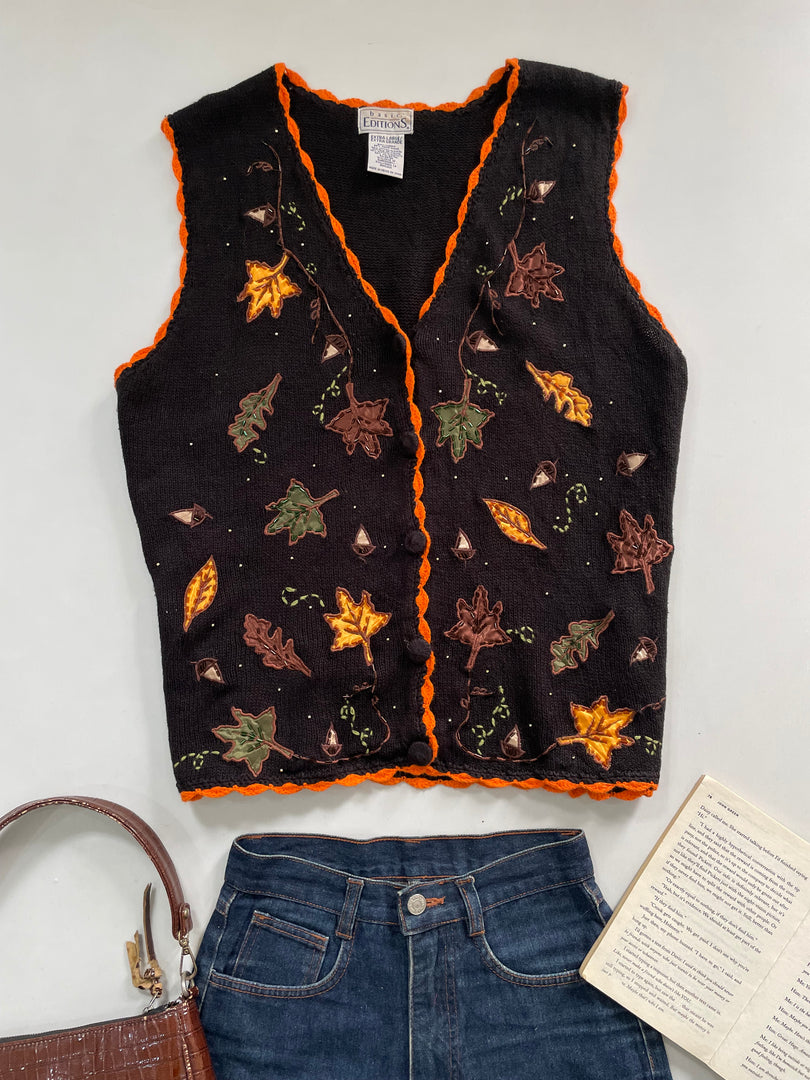 Embroidered Sweater Vest-Bust 44