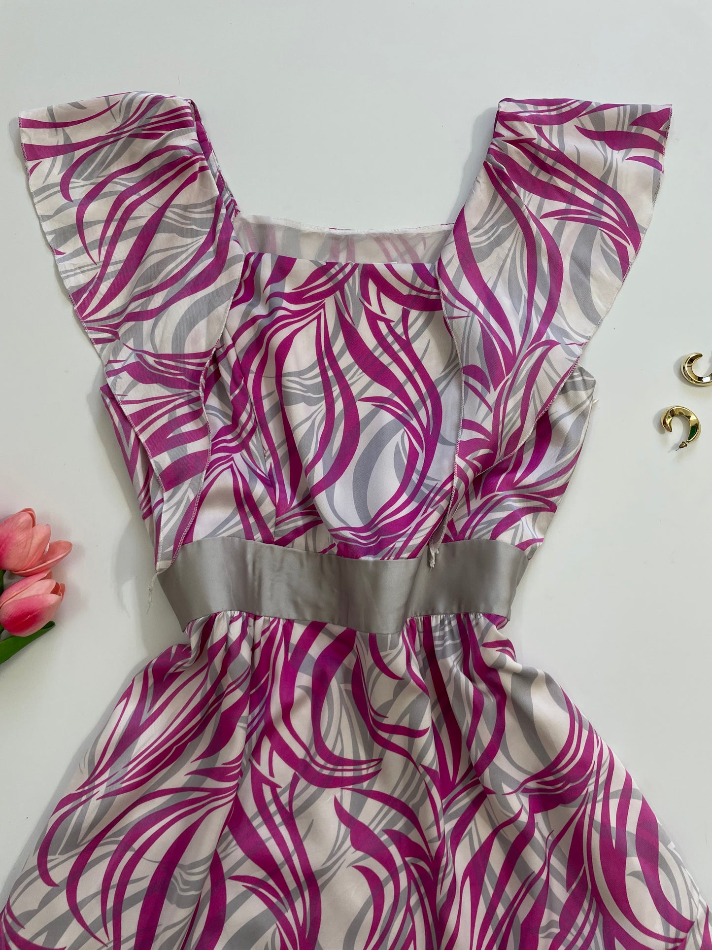 Sharinio Satin Ruffles Dress-Bust 34