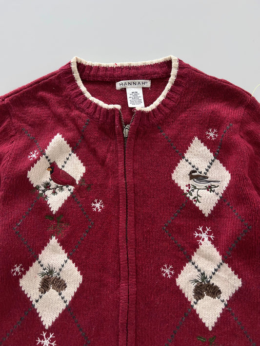 Hannah Embroidered Zip Up Sweater-Bust 42