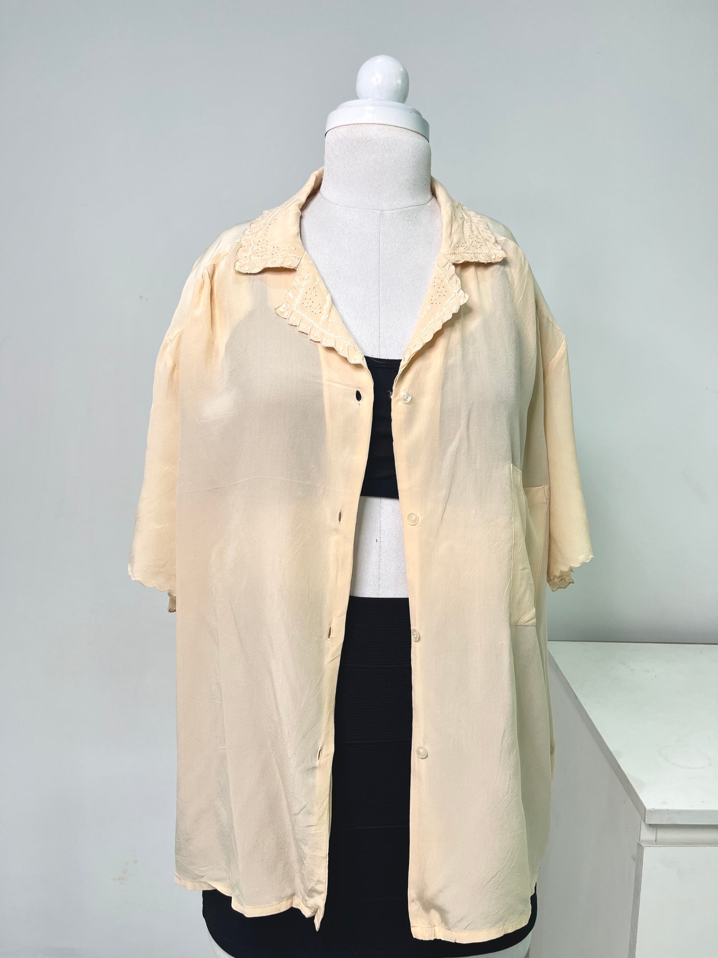 Embroidered Pure Silk Shirt-Bust 44